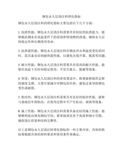钢包永久层浇注料理化指标