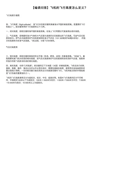 【编读问答】飞机的飞行高度怎么定义？
