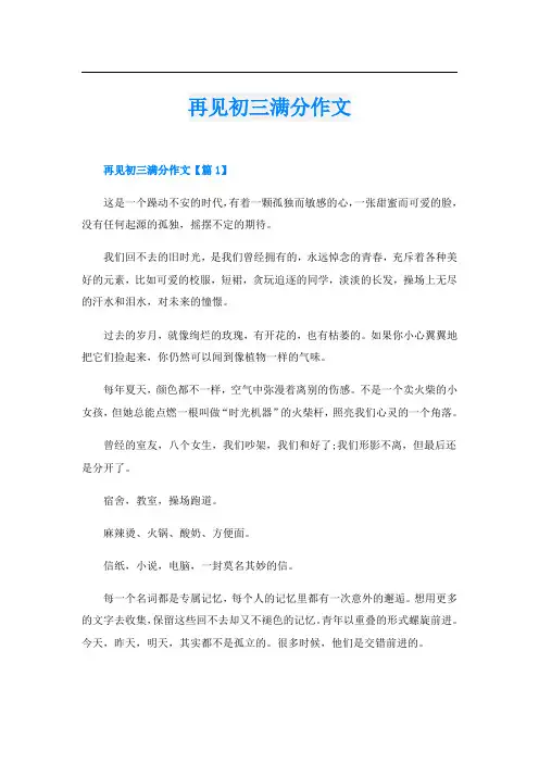 再见初三满分作文