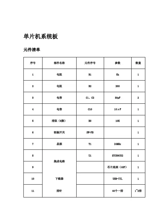 51单片机电路图及清单