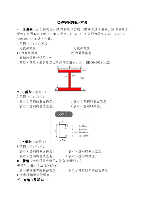 各种型钢的表示方法
