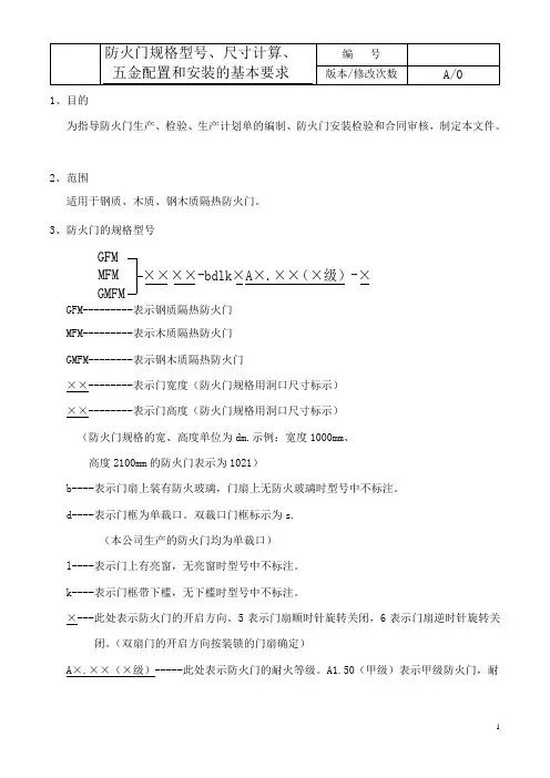 防火门的基本知识(防火门规格型号尺寸计算五金配置和安装的基本要求)[1]