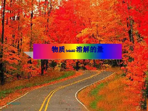 九年级化学 7.3《物质溶解的量》课件