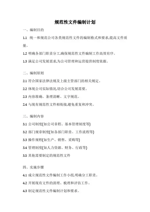 规范性文件编制计划