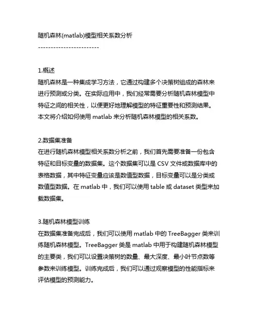 随机森林matlab模型相关系数