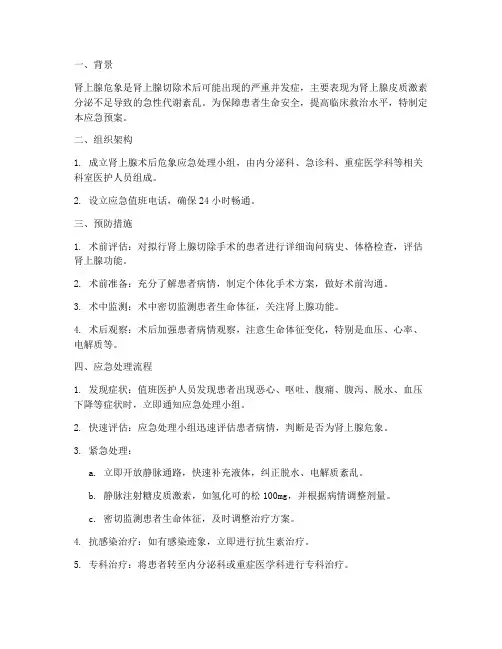 肾上腺术后危象应急预案