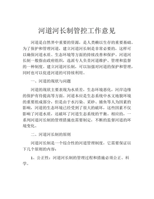 河道河长制管控工作意见
