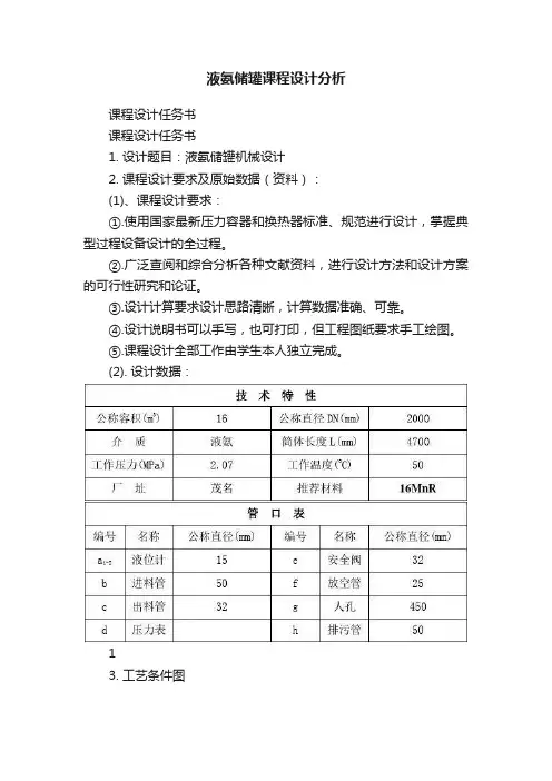 液氨储罐课程设计分析