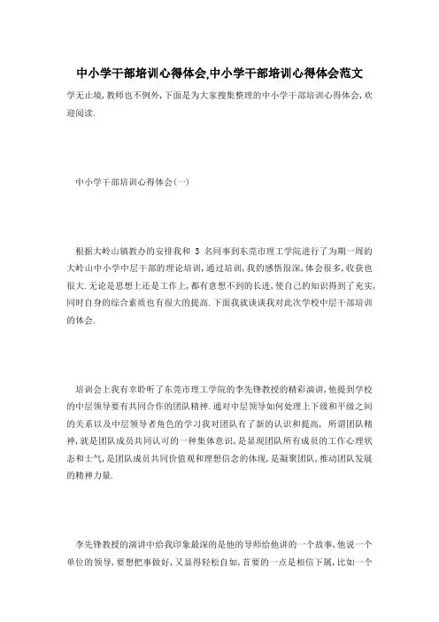 【最新】中小学干部培训心得体会范文