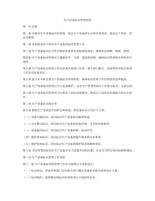 生产设备标识管理制度