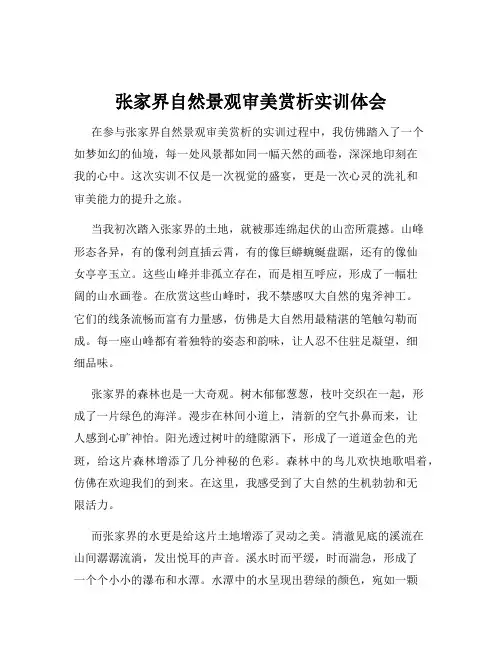 张家界自然景观审美赏析实训体会