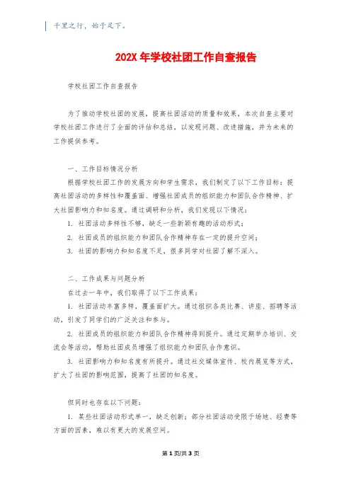 202X年学校社团工作自查报告