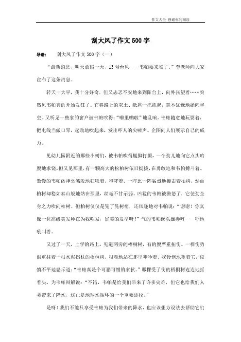 刮大风了作文500字