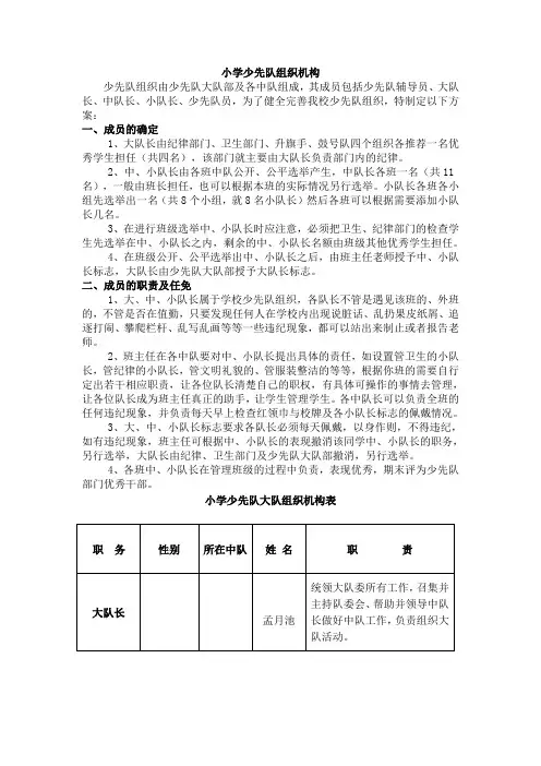 小学少先队组织机构