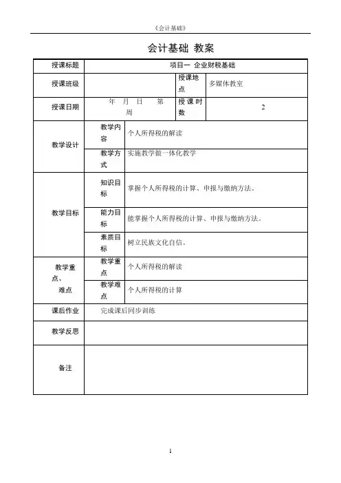 会计基础电子教案  项目一 企业财税基础1.4