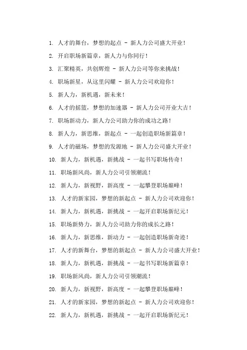 口号标语之人力资源行业新人力公司开业展示