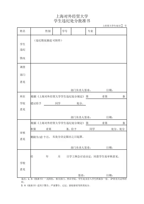 学生违纪处分批准书.