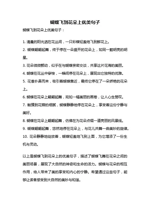 蝴蝶飞到花朵上优美句子