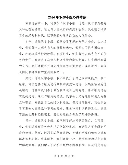 2024年双学小组心得体会