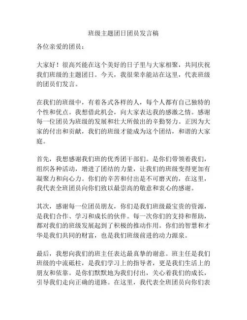 班级主题团日团员发言稿