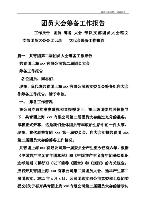 团员大会筹备工作报告