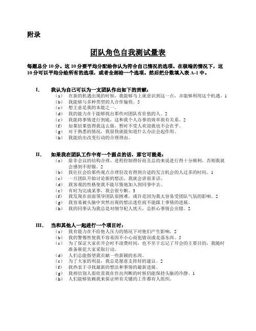 团队角色测试