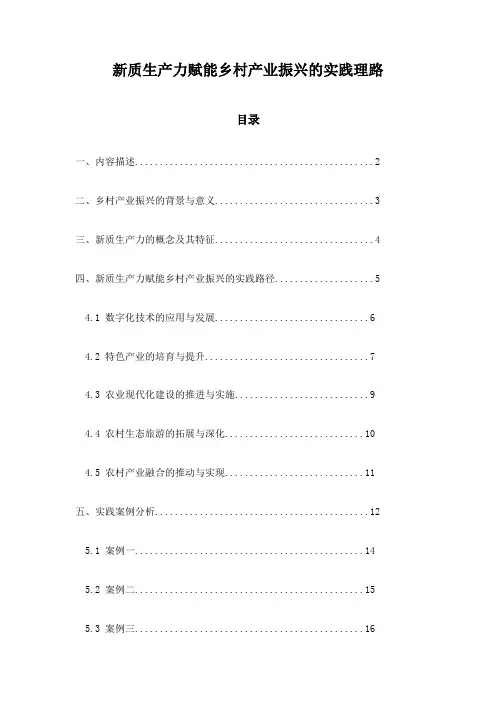 新质生产力赋能乡村产业振兴的实践理路