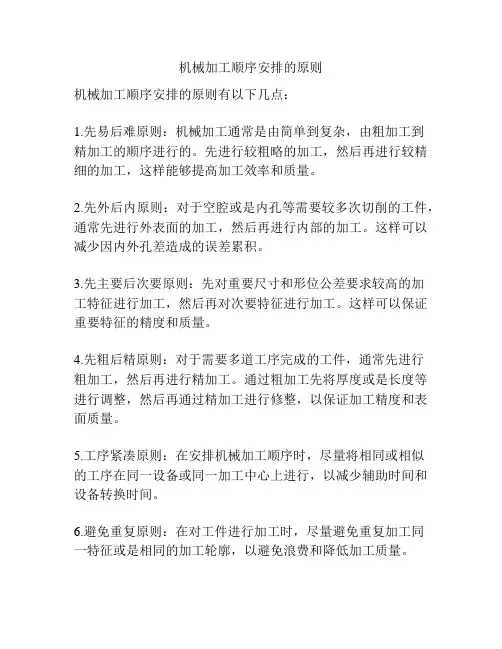机械加工顺序安排的原则