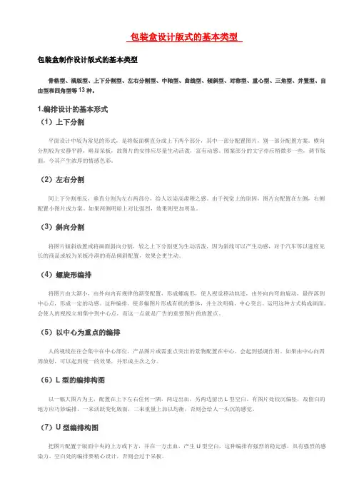包装盒设计版式的基本类型
