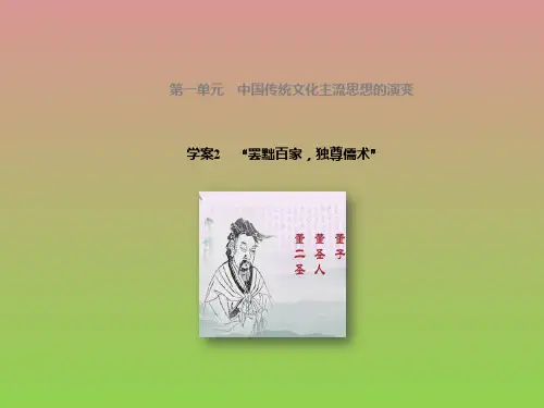 新步步高《学案导学与随堂笔记》2016-2017学年高二历史人教版必修3第一单元课件2罢黜百家,独尊儒术