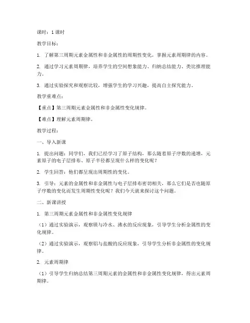 教资面试试讲高中化学教案模板
