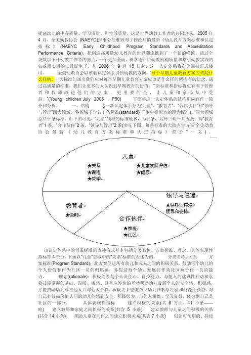 幼儿教育方案标准和认定指标
