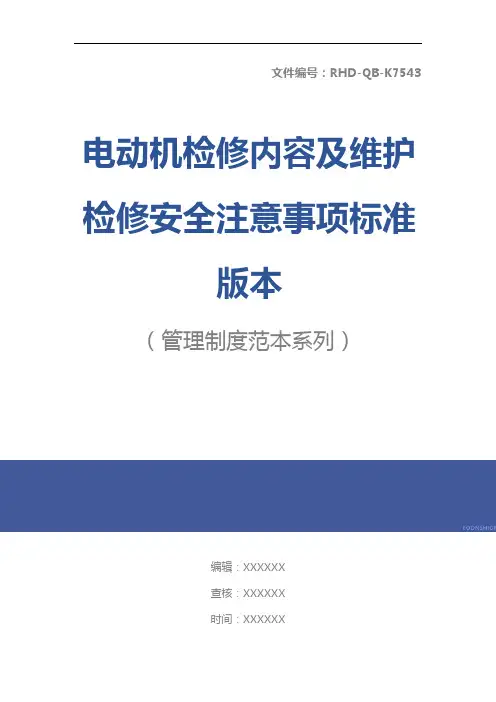 电动机检修内容及维护检修安全注意事项标准版本