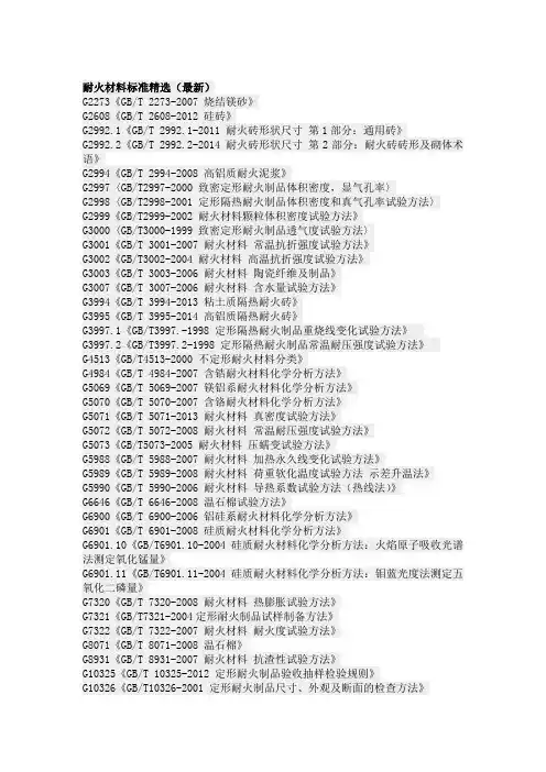 耐火材料标准