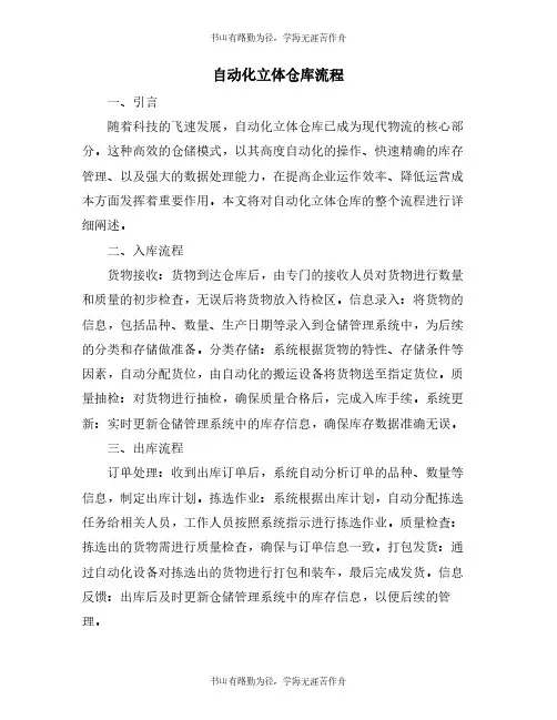 自动化立体仓库流程