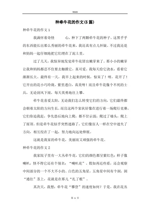 种牵牛花的作文(5篇)