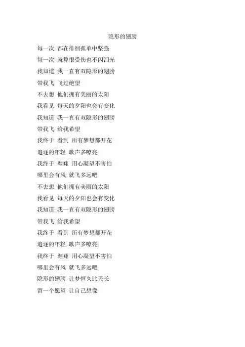 隐形的翅膀  歌词