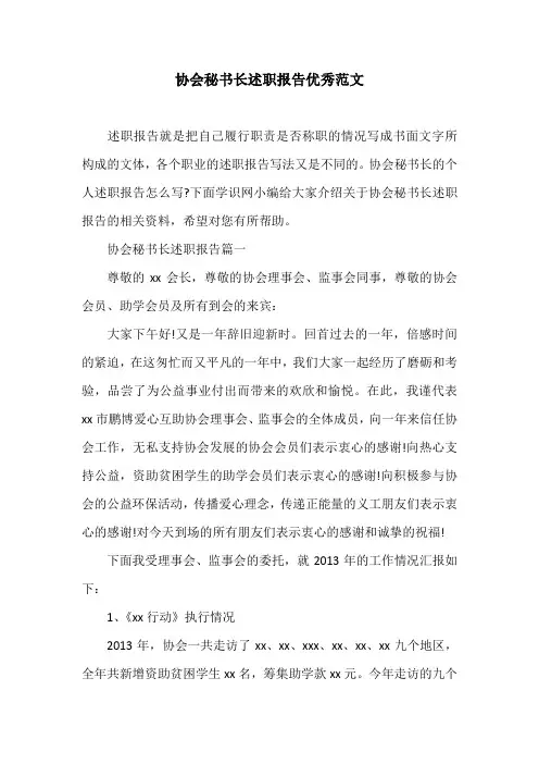 协会秘书长述职报告优秀范文