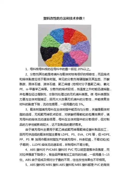 塑料改性的方法和技术参数！