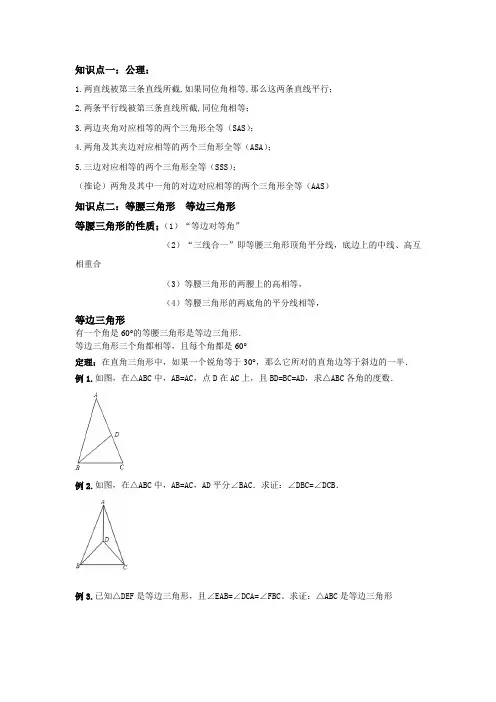 北师大版 八年级下三角形的证明(一)