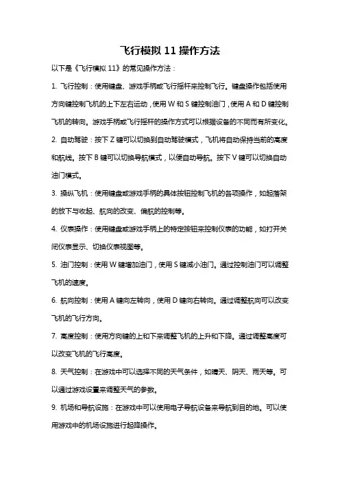 飞行模拟11操作方法