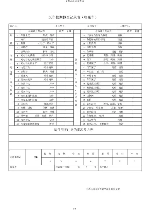 叉车点检标准表格