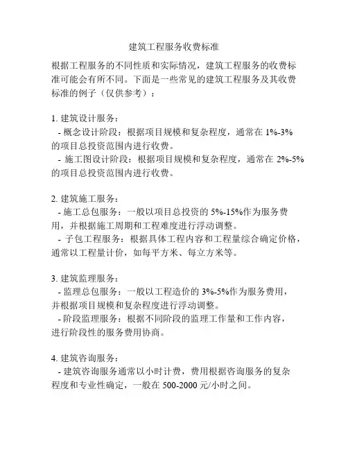建筑工程服务收费标准