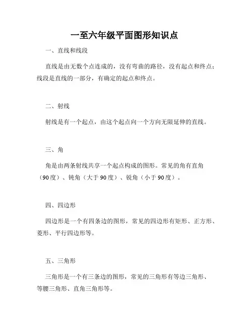 一至六年级平面图形知识点
