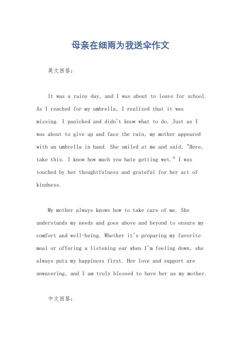 母亲在细雨为我送伞作文