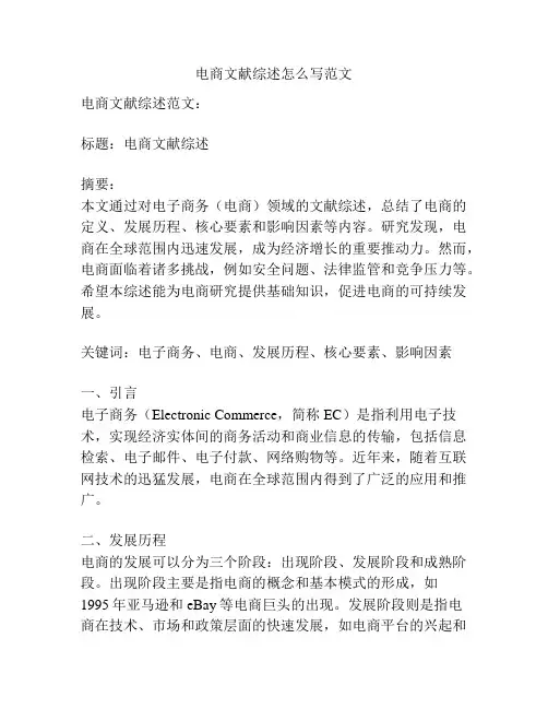 电商文献综述怎么写范文