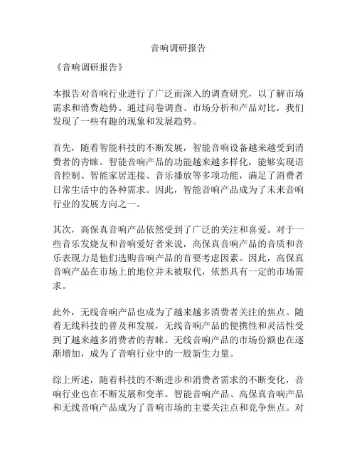 音响调研报告