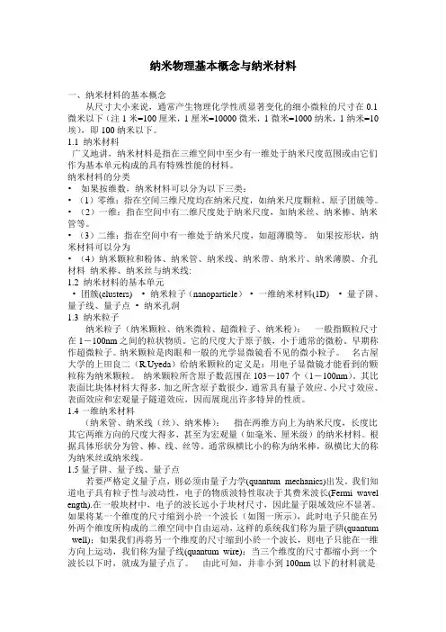 纳米物理基本概念与纳米材料