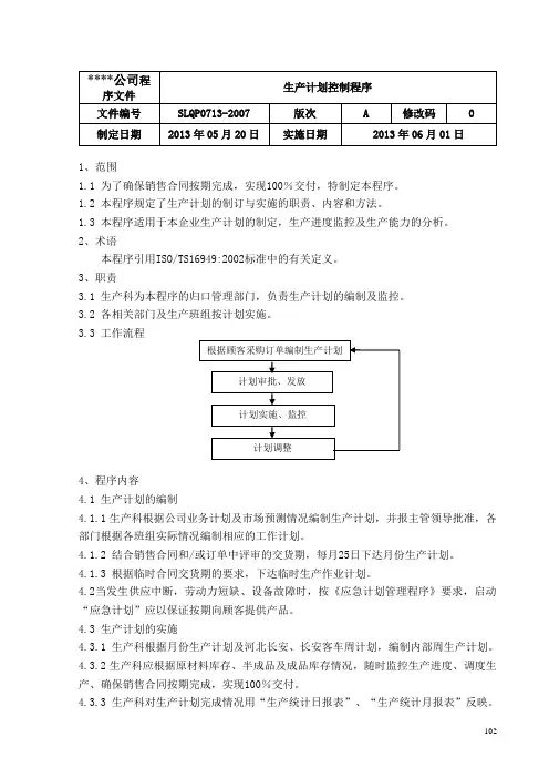 0713生产计划控制程序