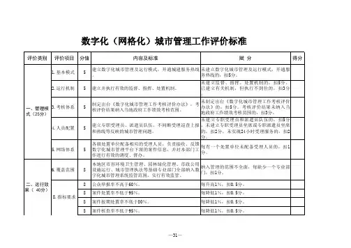 数字化(网格化)城市管理工作评价标准